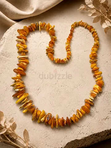 قلادة نسائية كهرمان الماني طبيعي قديم - Old natural German amber womens necklace