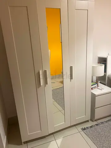 IKEA Brinmes White 3-Door Wardrobe with Mirror - Good Condition