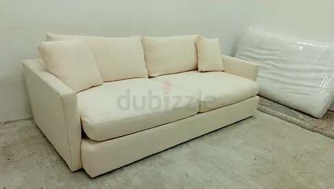 Authentic crate and barrel beige color 3 seater sofa for sale