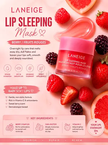 Laneige Lip Sleeping Mask - Berry (New/Sealed) 20g