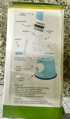 Used Manual Vegetable/Food Grater with Suction Base - Light Blue