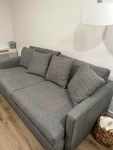 Crate and Barrel Lounge Deep gray two seater sofa size 210x100cm