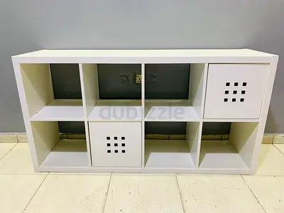 White 8-Cube Storage Shelf / TV Stand - Good Condition