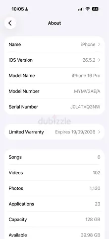 IPHONE 16 PRO 128 GB TDRA BLACK