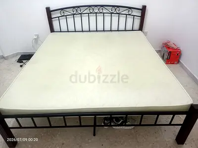 Metal Frame Double Bed with Mattress - Good Condition