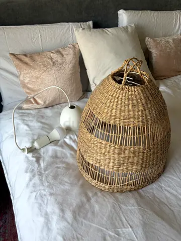 IKEA Woven Rattan Pendant Lamp / Hanging Light Shade - Natural Finish