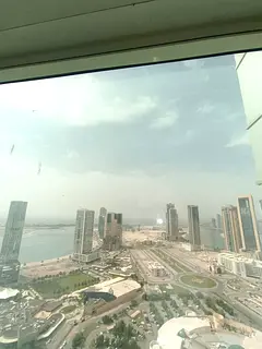 Annual rent in Sharjah Al Taawun Three bedroom apartment with hall balcony lake view master room mai