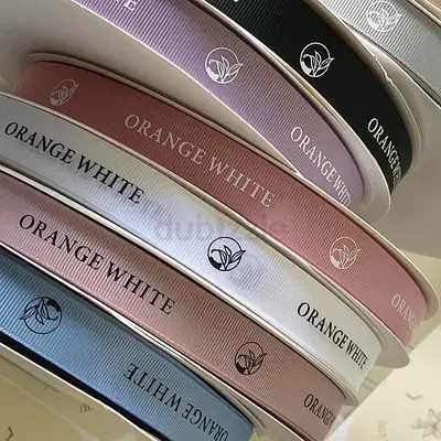 Assorted Orange White Branded Grosgrain Ribbons - Multiple Colors, New