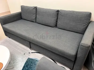 Grey 3-seater Sofa bed with Removable Cushions - Good Condition