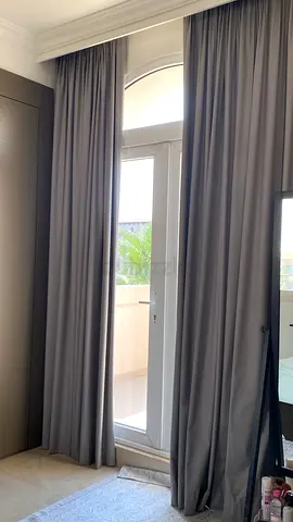 Grey / dark blackout floor-length curtains for a 5 bedroom villa. Original price 22k - happy to take