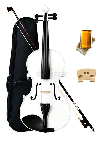 Handmade 4/4 Acoustic Violin Full Size | Indian Maple Wood | Glossy White Finish | Beginner Violin