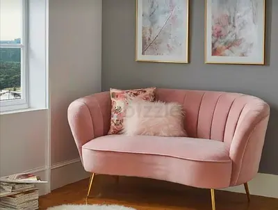 Modern Boucle Fabric Sofa with Cushions