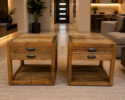 Marina Home Rustic Reclaimed Wood Nightstands with Drawers (Set of 2)