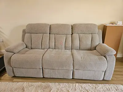 Grey 3-Seater Recliner Sofa