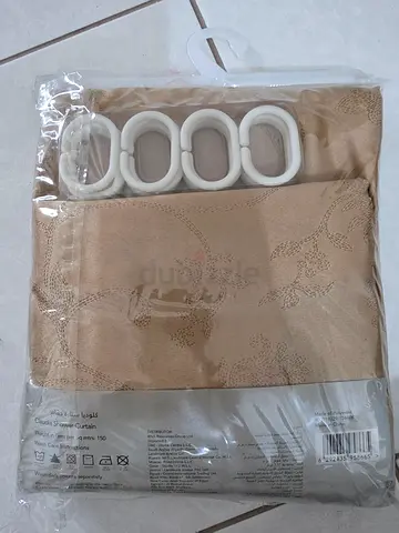 Beige Eyelet Curtains with Curtain Rings - New in Pack