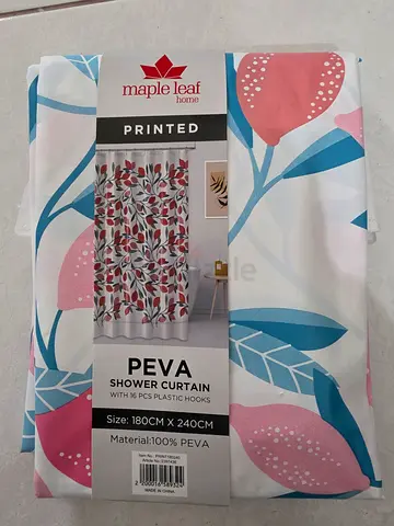 Maple Leaf Printed PEVA Shower Curtain - Floral Design (180x240cm)