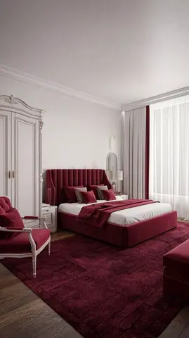Burgundy Velvet Bed
