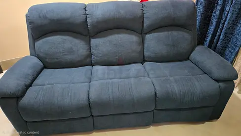 Blue 3-Seater Recliner Sofa in Good Used Condition