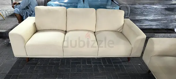 Beige 3-Seater Fabric Sofa in Good Condition
