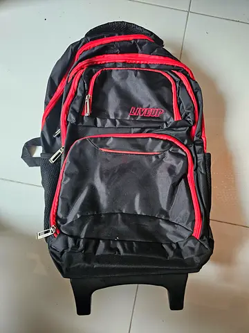 Liveup black and red rolling backpack with multiple compartments