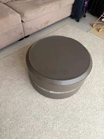 Round low coffee table / ottoman - grey finish