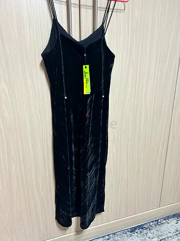 Sam Edelman Black velvet slip dress with thin straps, size 10 US (M-L)