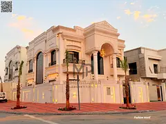 Corner Villa ( classic design ) for sale | ajman| al helio2 area | 5 master rooms, majlis, 2 halls|