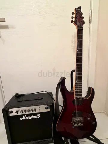 Schecter Electric Guitar with Marshall Amplifier