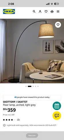 Arched Floor Lamp (IKEA SKOTTORP/SKAFTET) - Light Grey