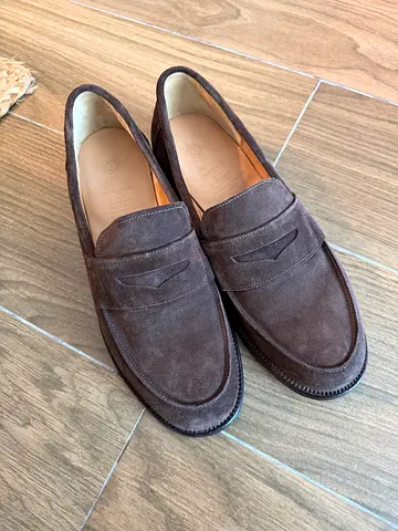 Grenson suede mens loafers