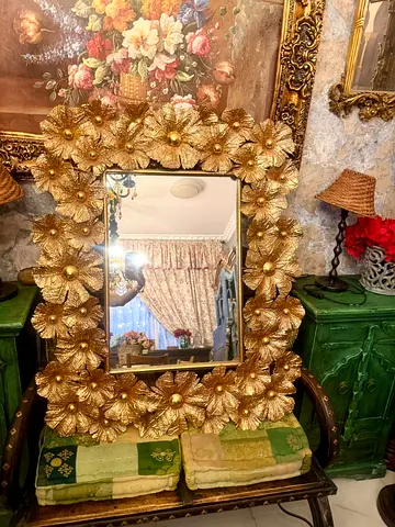Decorative Gold Floral Framed Mirror - Large Wall/Standing Mirror