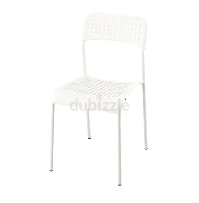 White Minimal Metal  Plastic Dining/Side Chair - Good Condition