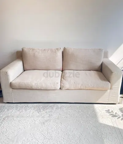 beige fabric sofa bed in good condition with washable cover - (Queen size bed)