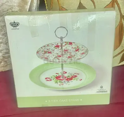 2-Tier Floral Cake Stand (Brand New, In Box)