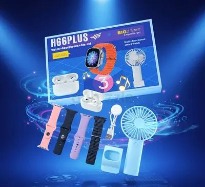 H66PLUS 3-in-1 Set Smartwatch, True Wireless Earbuds  Portable Fan | Free Delivery across UAE | COD