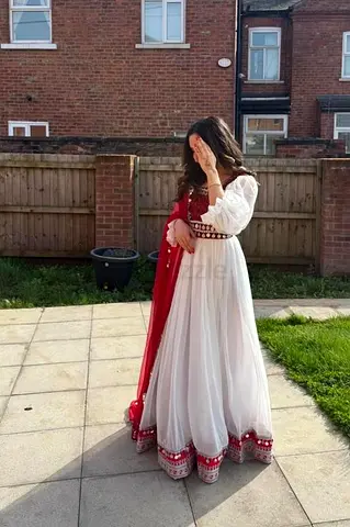 Afghan white and red dress