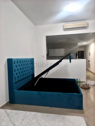 Blue Upholstered Storage Bed with Lift-Up Base - King/Queen (Please check size)