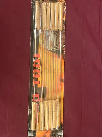 Set of Metal Skewers with Wooden Handles for BBQ (12 pcs)