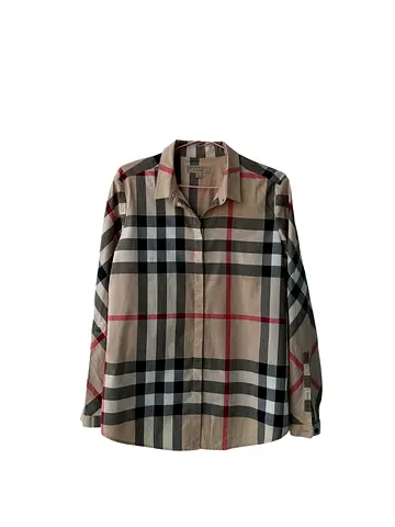 Burberry Beige Nova Check Stretch Cotton Long Sleeve Shirt XL Authentic