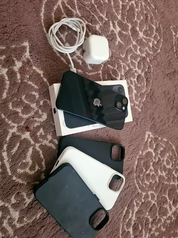 iPhone 13 (Black) with Charger, Cable and 3 Cases