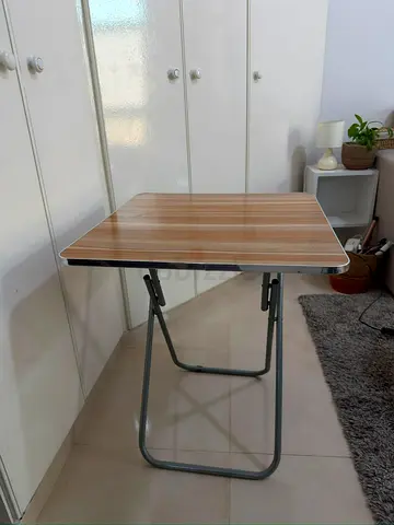 Portable Square Folding Table with Wood Finish Top 2 pcs for 60dhs