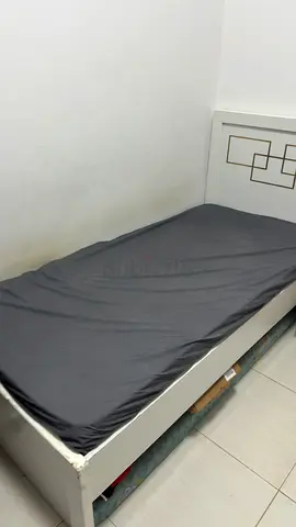 Single white wooden bed frame with mattress - good condition