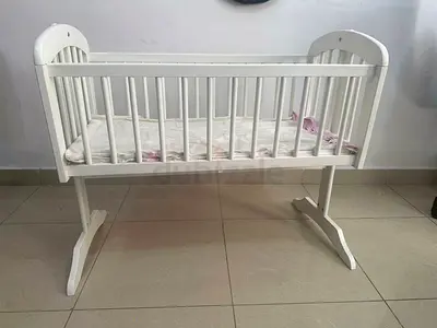 White Wooden Baby Cradle / Bassinet - Gently Used