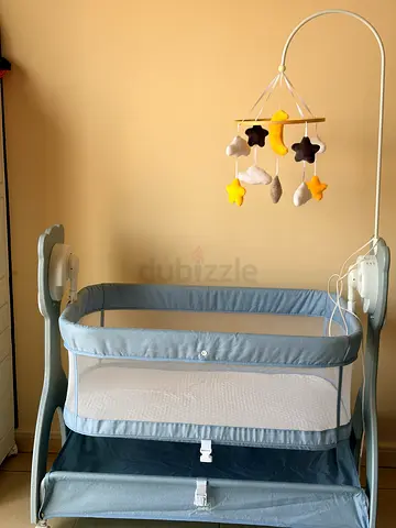 Wooden-style Baby automatic Cradle Light Grey