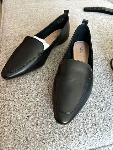 Aldo black leather slip-on loafers, size 40-41