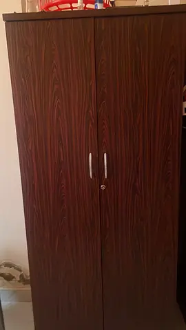 Dark Wood Two Door Wardrobe with Lock