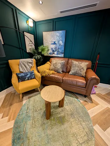 Leather 2-Seater Sofa with Accent Chair