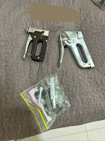 Two manual staple guns/tackers with staples - used, working