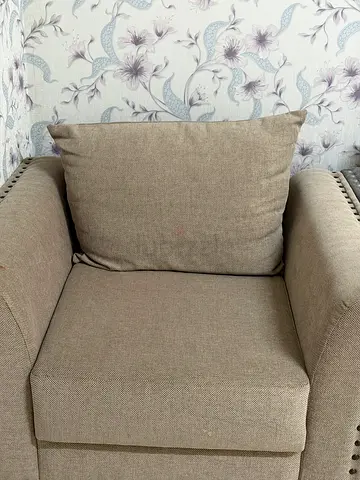 Beige Fabric 2-Seater Sofa - Good Condition