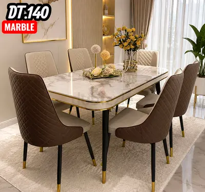 Brand new High Quality Top Marble Dinning Table with 6 Chairs Available
